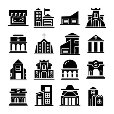 Bina kümesi, kule şehir simgeleri vektörü