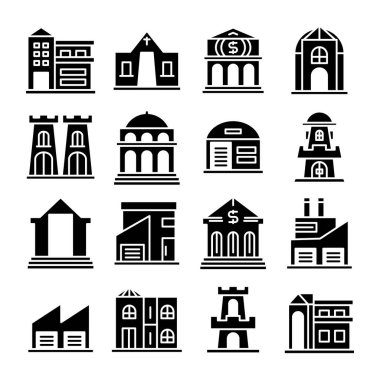 Bina kümesi, kule şehir simgeleri vektörü