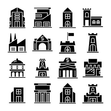 Bina kümesi, kule şehir simgeleri vektörü