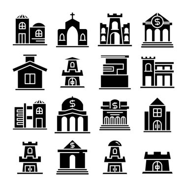 Bina kümesi, kule şehir simgeleri vektörü