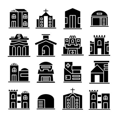 Bina kümesi, kule şehir simgeleri vektörü