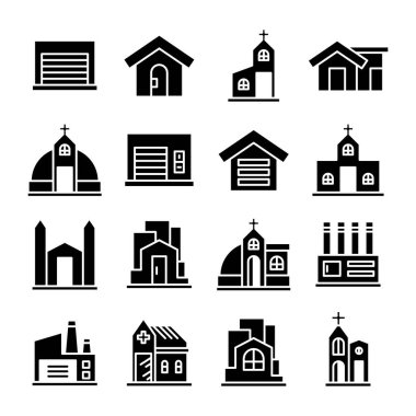 Bina kümesi, kule şehir simgeleri vektörü