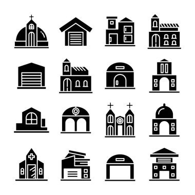 Bina kümesi, kule şehir simgeleri vektörü