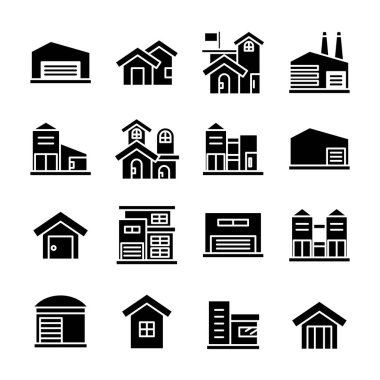 Bina kümesi, kule şehir simgeleri vektörü