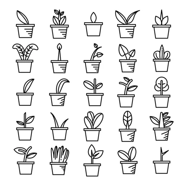 Planta Maceta Iconos Árbol — Vector de stock