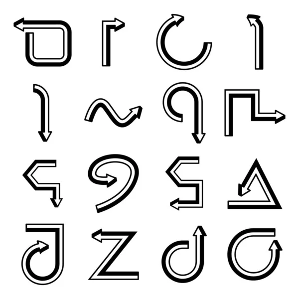 Pijl Pictogrammen Lijn Kubus Ontwerp Set — Stockvector