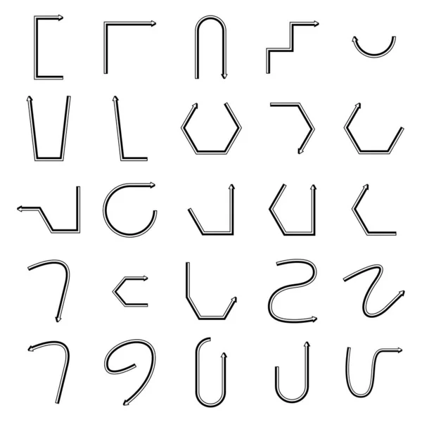 Línea Iconos Flecha Diseño Cuboide Conjunto — Archivo Imágenes Vectoriales