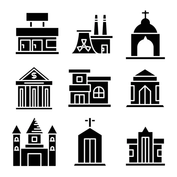 Set Building Tower City Icons Vector — Stock Vector