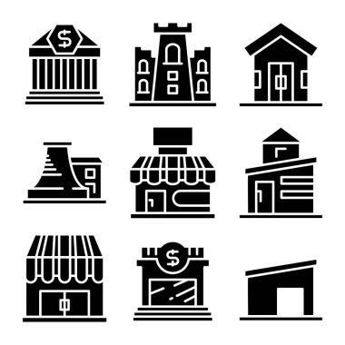 bina, kule şehir simgeleri vektörü