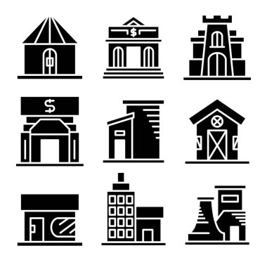 bina, kule şehir simgeleri vektörü