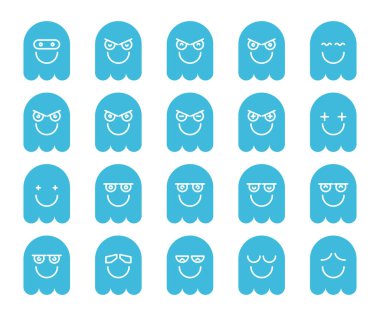 mavi sevimli hayalet emojisi, simge simgeleri ayarlandı