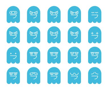 mavi sevimli hayalet emojisi, simge simgeleri ayarlandı