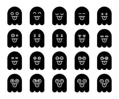 Şirin siyah hayalet emojisi, simge simgeleri ayarlandı