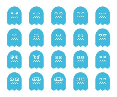 mavi sevimli hayalet emojisi, simge simgeleri ayarlandı