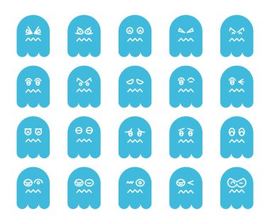 mavi sevimli hayalet emojisi, simge simgeleri ayarlandı