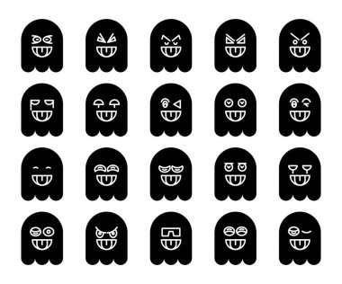 Şirin siyah hayalet emojisi, simge simgeleri ayarlandı