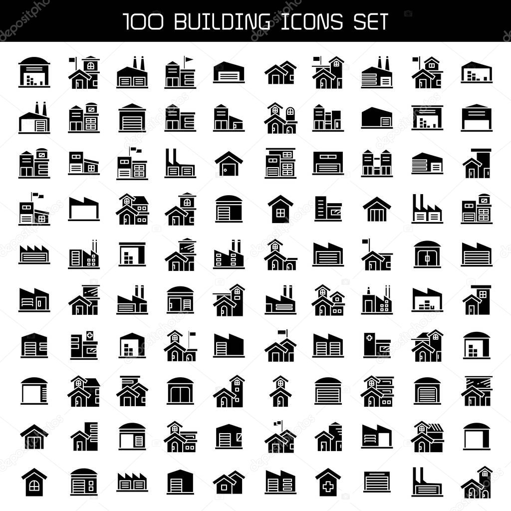 big set of building, tower city icons vector