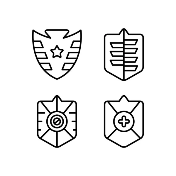 Bouclier Badge Insignes Icônes Définir Conception Ligne — Image vectorielle