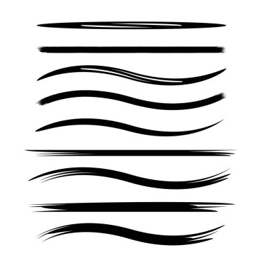 siyah fırça vuruş vektörü ayarlandı