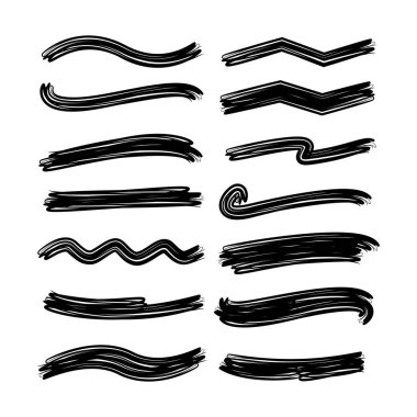 siyah fırça vuruş vektörü ayarlandı