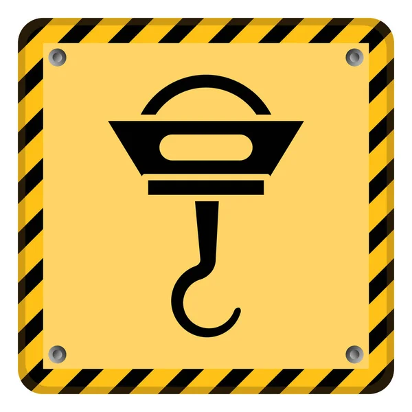 Aufzug Oder Kranhaken Symbol Gelbe Beschilderung — Stockvektor
