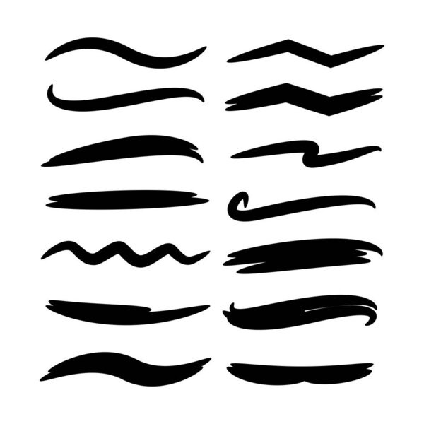 black brush stroke vector set