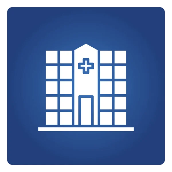 Ícone Hospital Fundo Azul —  Vetores de Stock