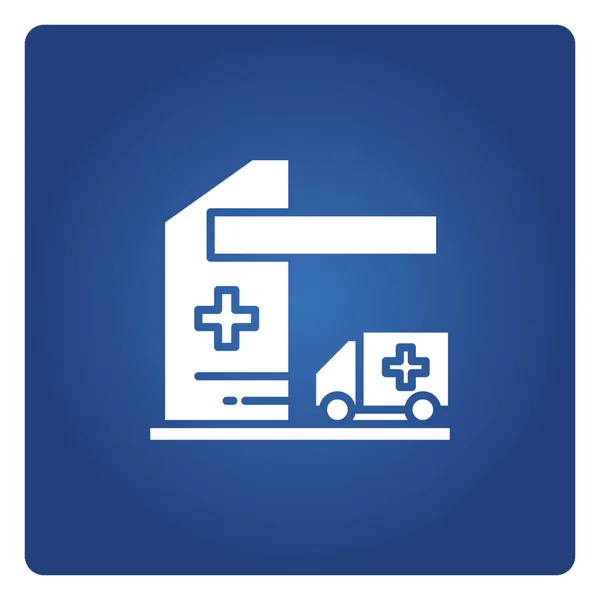 Icono Del Hospital Sobre Fondo Azul — Archivo Imágenes Vectoriales