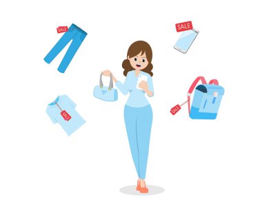 Düz Kadın, Akıllı Telefon 'dan El Torbası ve Alışveriş Merkezi' ni tutuyor. Çanta Çantalı Pantolon ve Akıllı Telefon..