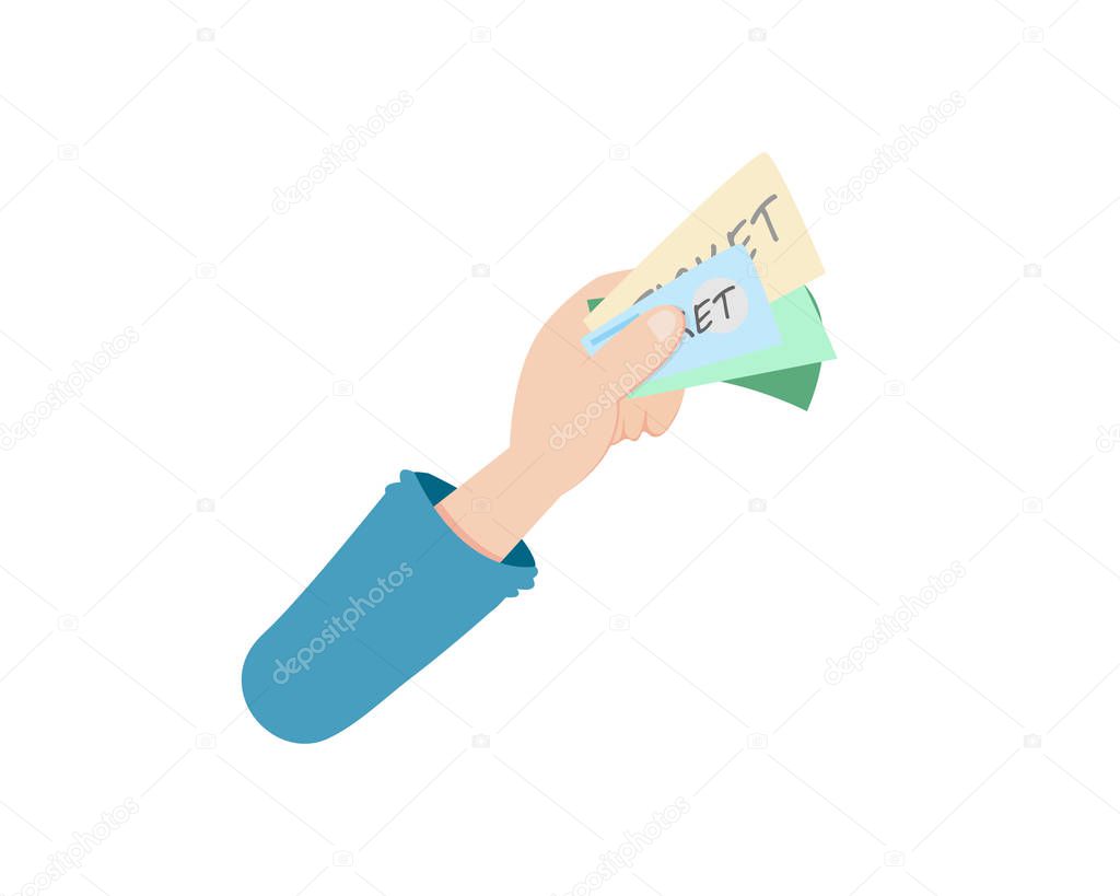 Flat Hand Holding Ticket Icon