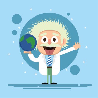 Einstein çocuk çizgi film illüstrasyon vektör        