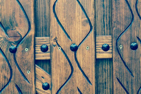 Metall Holzwand Mit Dekorativen Ornamenten — Stockfoto