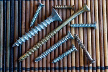 Vidalar web sitesi ot mobil cihazlar için ahşap arka plan Doku izole, yerli swatch