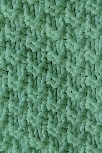 Green texture of a knitted woolen fabric blue. Background for web site or mobile devices. — Stock Photo, Image