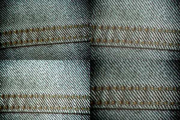 Textura de ganga com costura bege para fundo de jeans — Fotografia de Stock