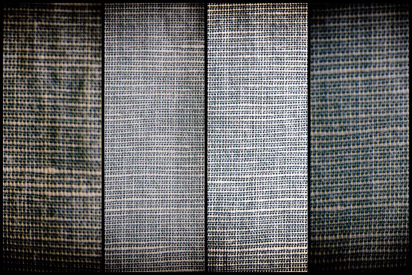 Nötr gri keten yakın çekim doku veya arka plan, farklı çizgi kumaş ayrılmış