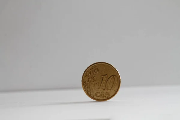 One euro coin on isolated white background Denomination is 10 euro cents — Stock Photo, Image