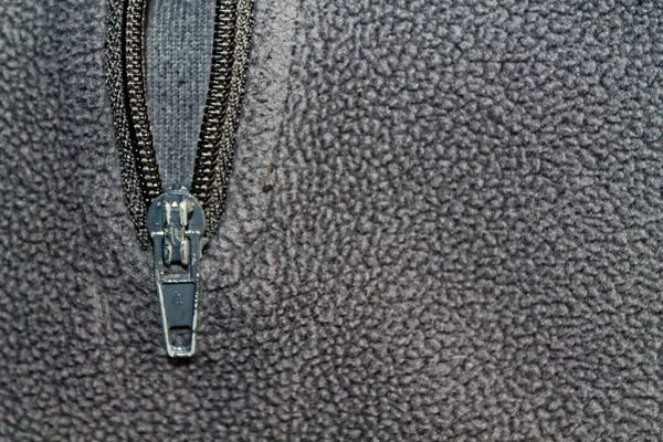 Zipper clothing gray jacket macro background — Stock Photo, Image