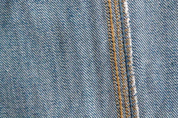 Textura macro de costura vaqueros azules para fondo denim — Foto de Stock