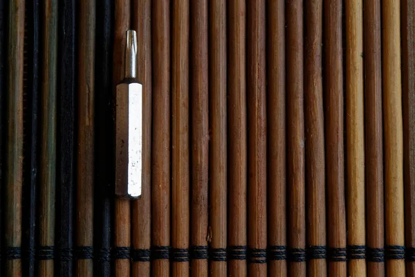 Głowa do wkrętaków (bitów) na podłoże drewniane, narzędzia kolekcji śrubą — Zdjęcie stockowe