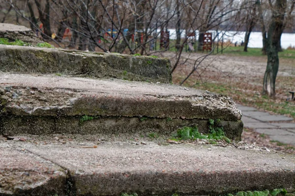 Цегляний гранж Кам'яні сходи в осінньому громадському парку — стокове фото