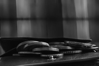 Siyah deri cüzdan, iş geçmişi euro para yığını