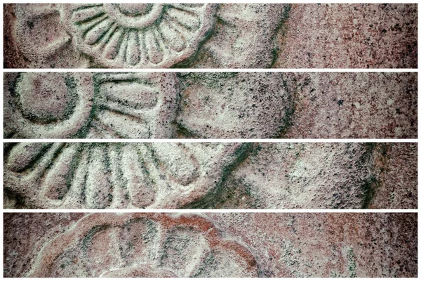 Textura de piedra adornada, forma de roca circular, fondo para sitio web o dispositivos móviles — Foto de Stock