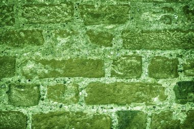 Doku, çimento arka plan web siteniz veya mobil cihazlar için Ultra yeşil tuğla duvar