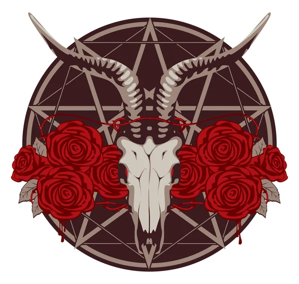 Emblem med geten skalle — Stock vektor