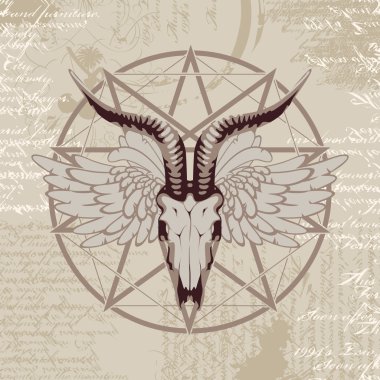 pentagram with the image of a goat skull clipart