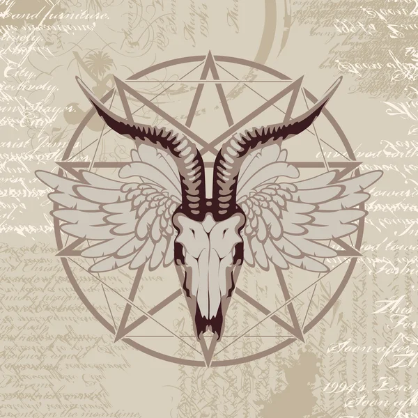 Pentagram kecske koponya képe — Stock Vector