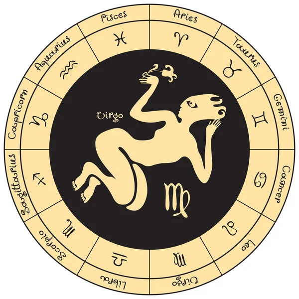 Virgo con signos del zodíaco — Archivo Imágenes Vectoriales