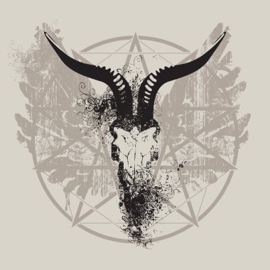 Kafatası keçi ve kanatları ve pentagram