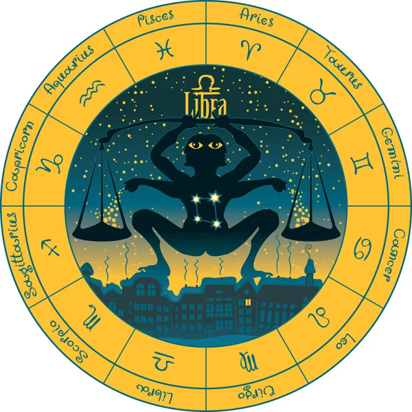Balance avec les signes du zodiaque — Image vectorielle